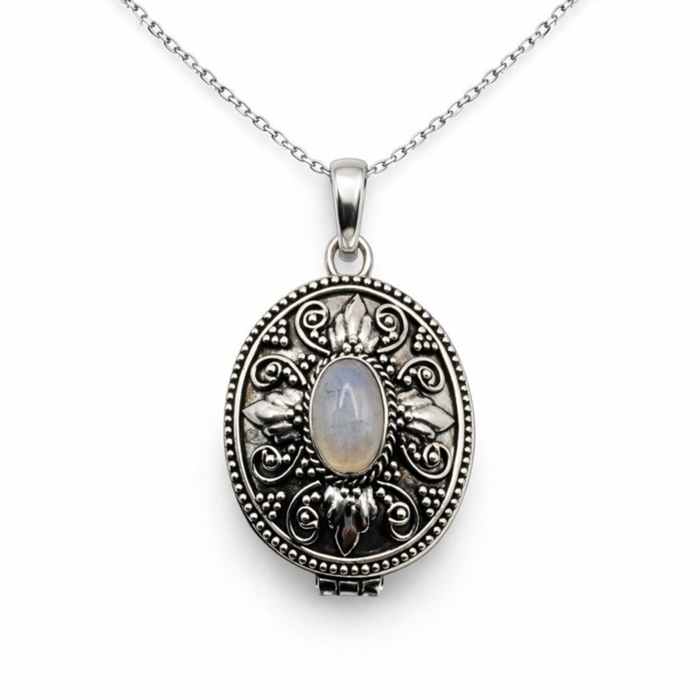 Rainbow Moonstone Poison Locket Pendant