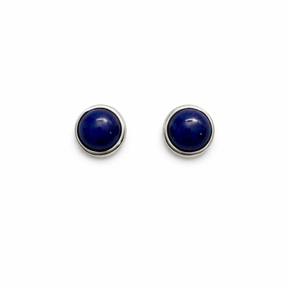 Double Band Lapis Stud Earrings