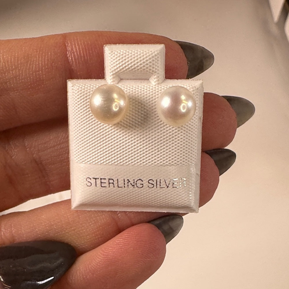 White Pearl Stud Earrings