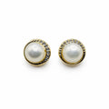 Pearl Stud Earrings with Gold Circle Detailing