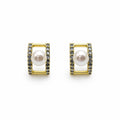 Pearl Stud Earrings on Gold Arch Detail