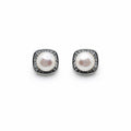 Pearl Stud Earrings with Square Setting