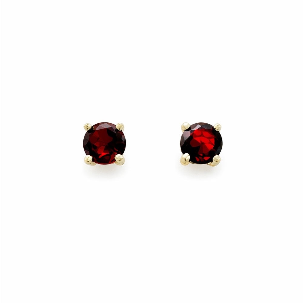 Round Garnet Stud Earrings
