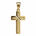 10k Solid Gold Diamond Cut Cross Pendant
