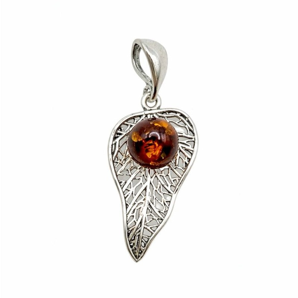 Baltic Amber Leaf Pendant