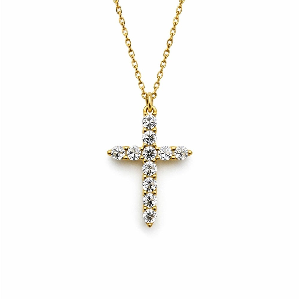 1.1 CT Moissanite Cross Gold Over Sterling Silver