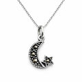 Marcasite Moon and Star Pendant