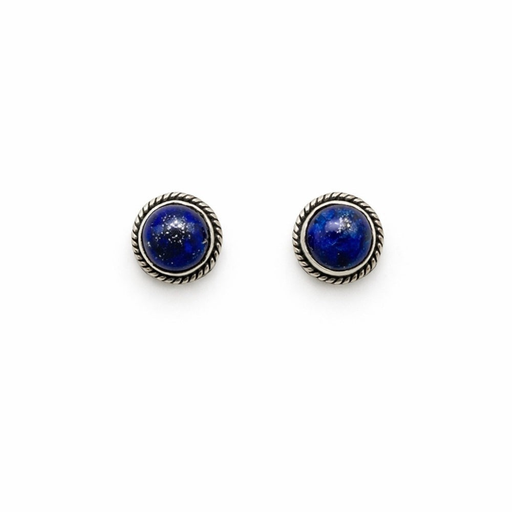 Round Braided Lapis Stud Earrings