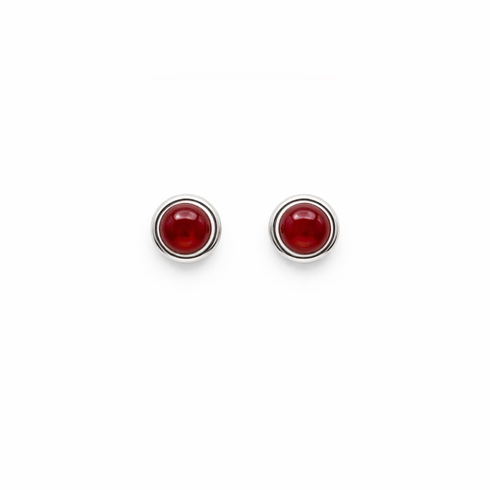 Round Carnelian Stud Earrings