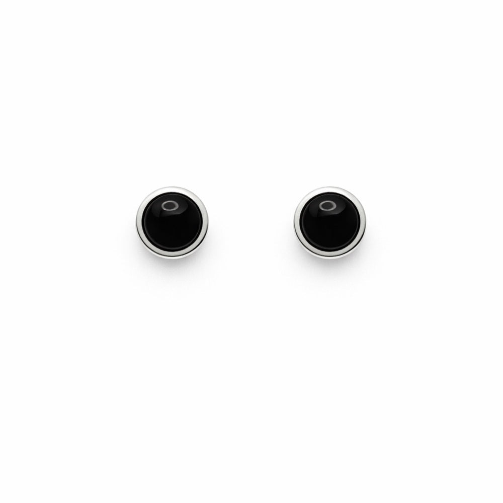 Round Black Onyx Stud Earrings
