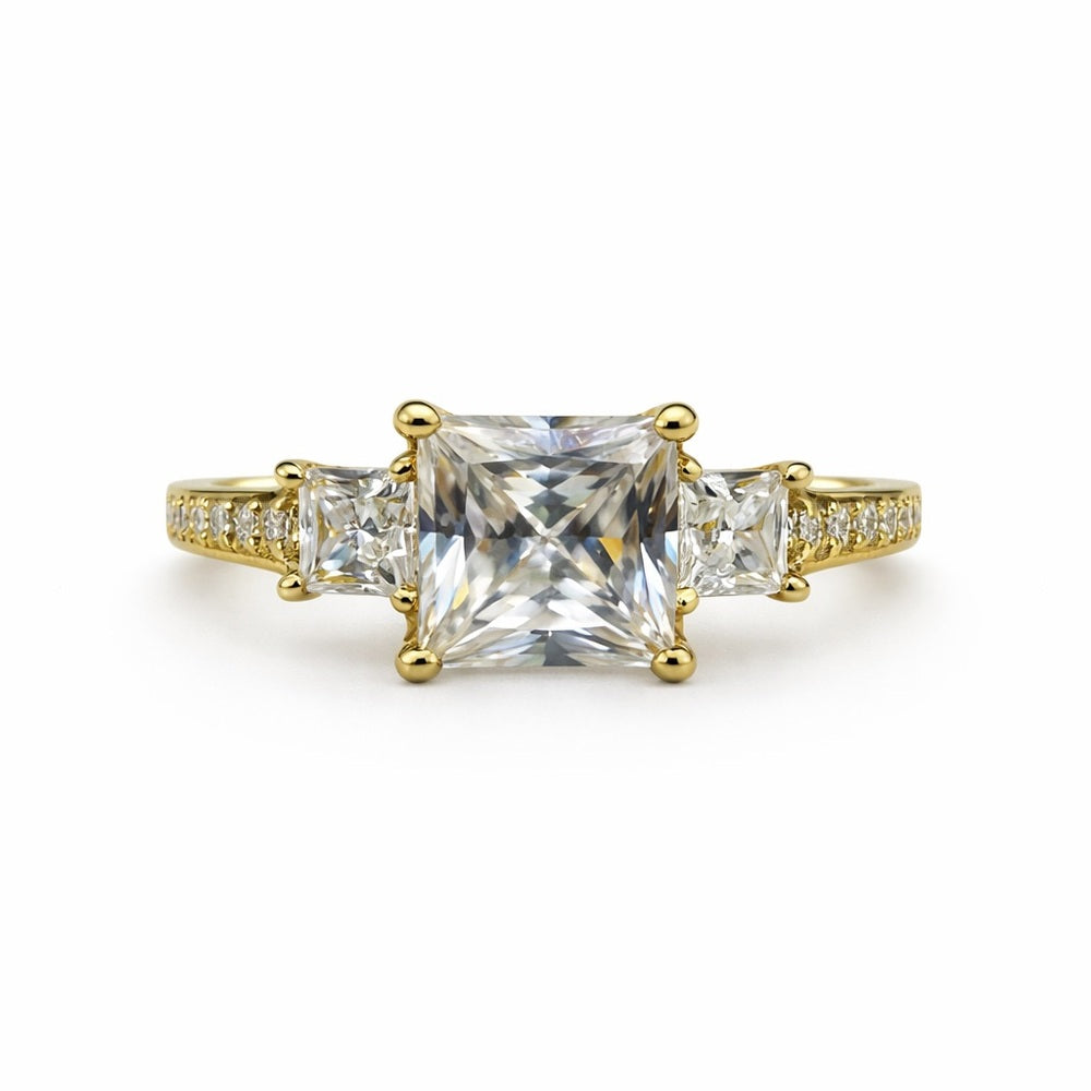3 CT Moissanite Princess Cut Pavé Gold Band