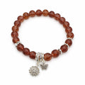 Strawberry Quartz Gemstone Flower/Beutterfly Charm Stretchy Bracelet
