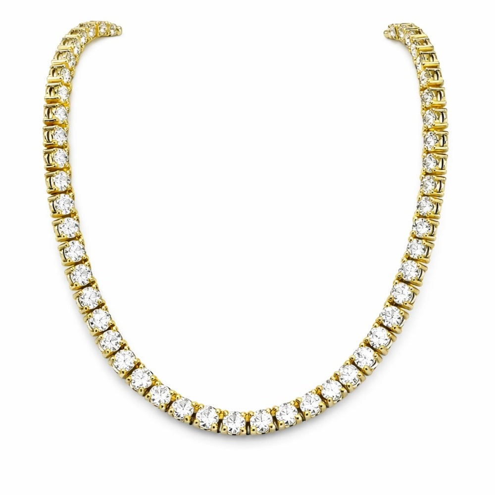 22.0 CT Gold Moissanite Tennis Necklace