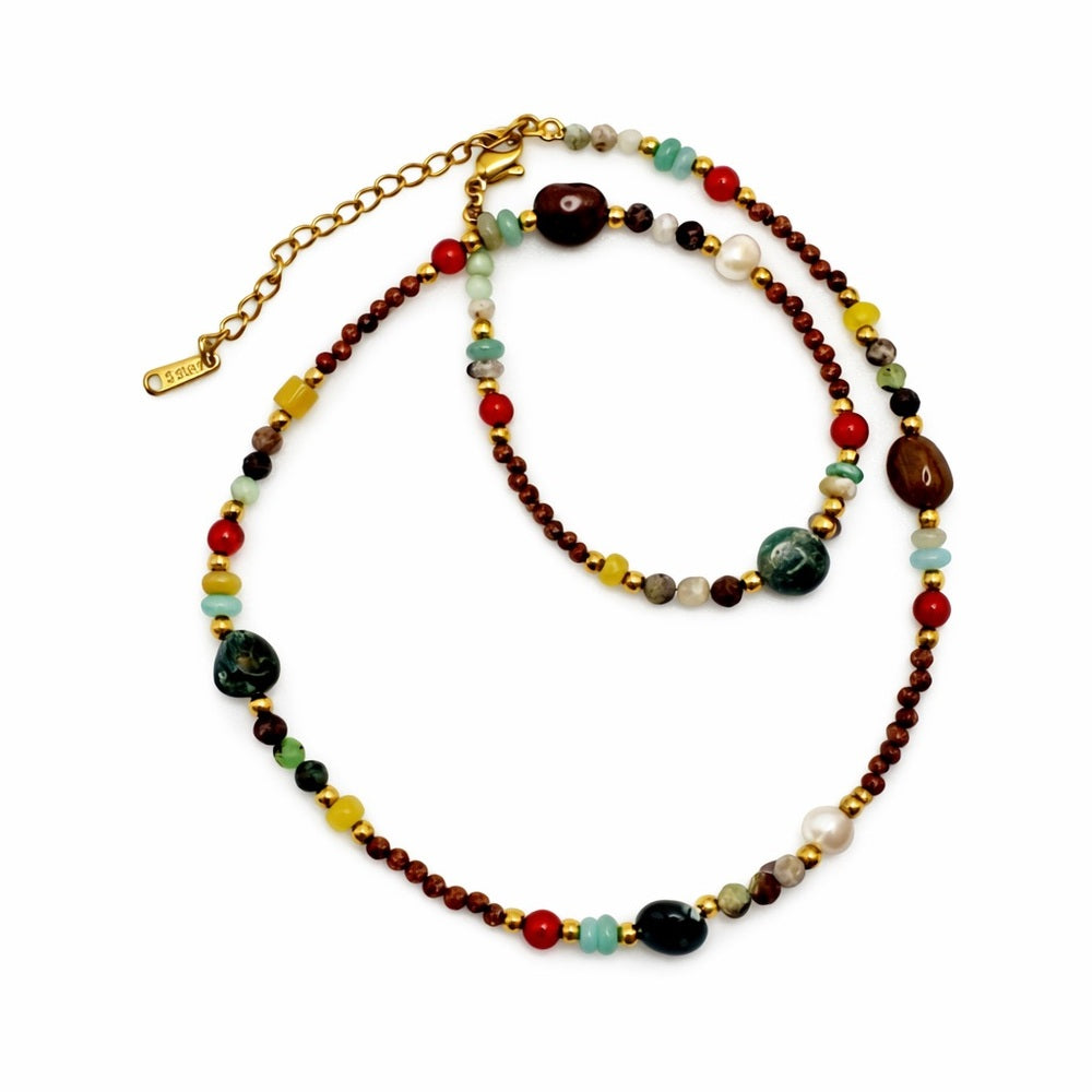 Sandstone, Carnelian and Mixed Gemstone Necklace Style #10