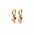Carnelian Mixed Gemstone Pearl Handmade Hoops