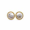 Pearl Stud Earrings with Gold Outer Detailing