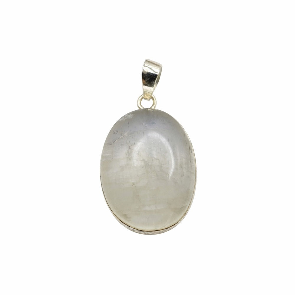 Rainbow Moonstone Double Band Oval Pendant