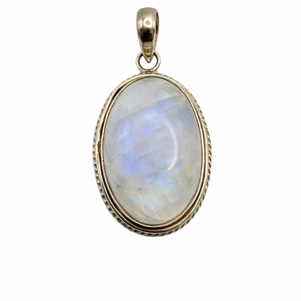 Rainbow Moonstone Rope Oval Pendant