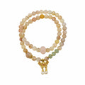 Flower Agate Butterly Charm Gemstone Stretchy Bracelet