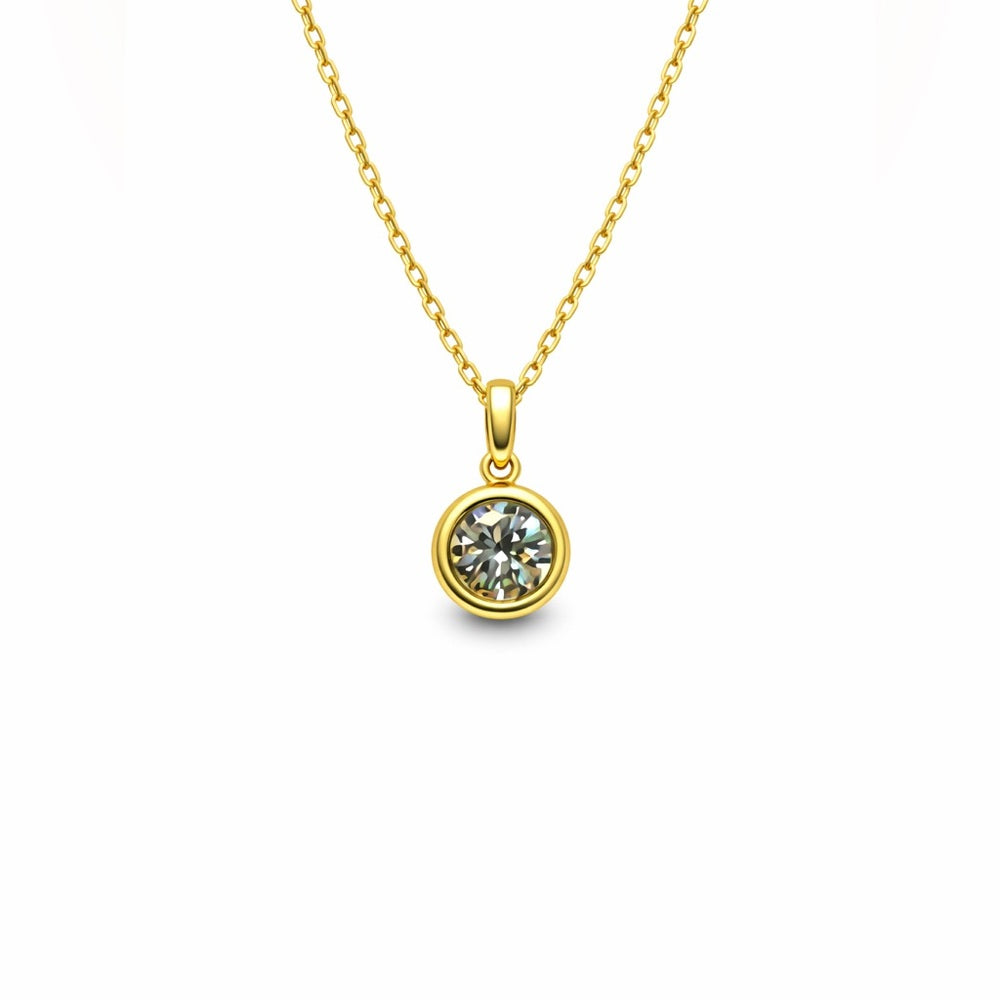 1 CT Moissanite Bezel Set Necklace