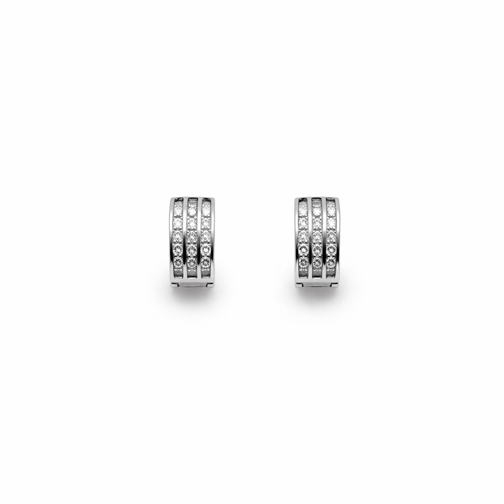 1.06 CT Total Moissanite Triple Pavé Huggie Earrings