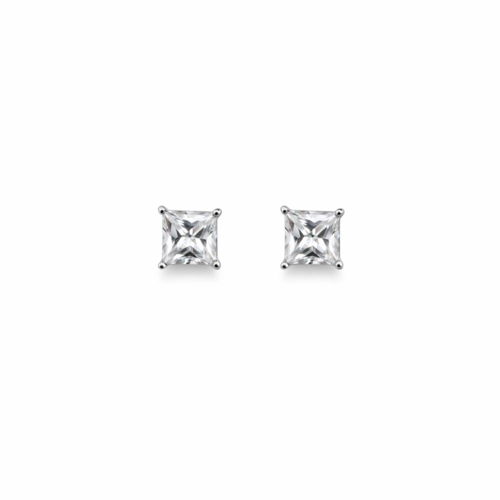 2.3 CT Total Moissanite Princess Cut Earrings