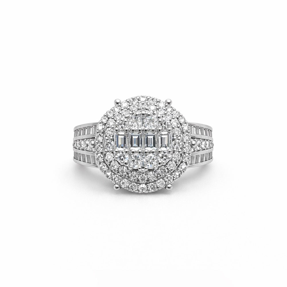 1.67 CT Moissanite Baguette & Solitaire Pavé Band