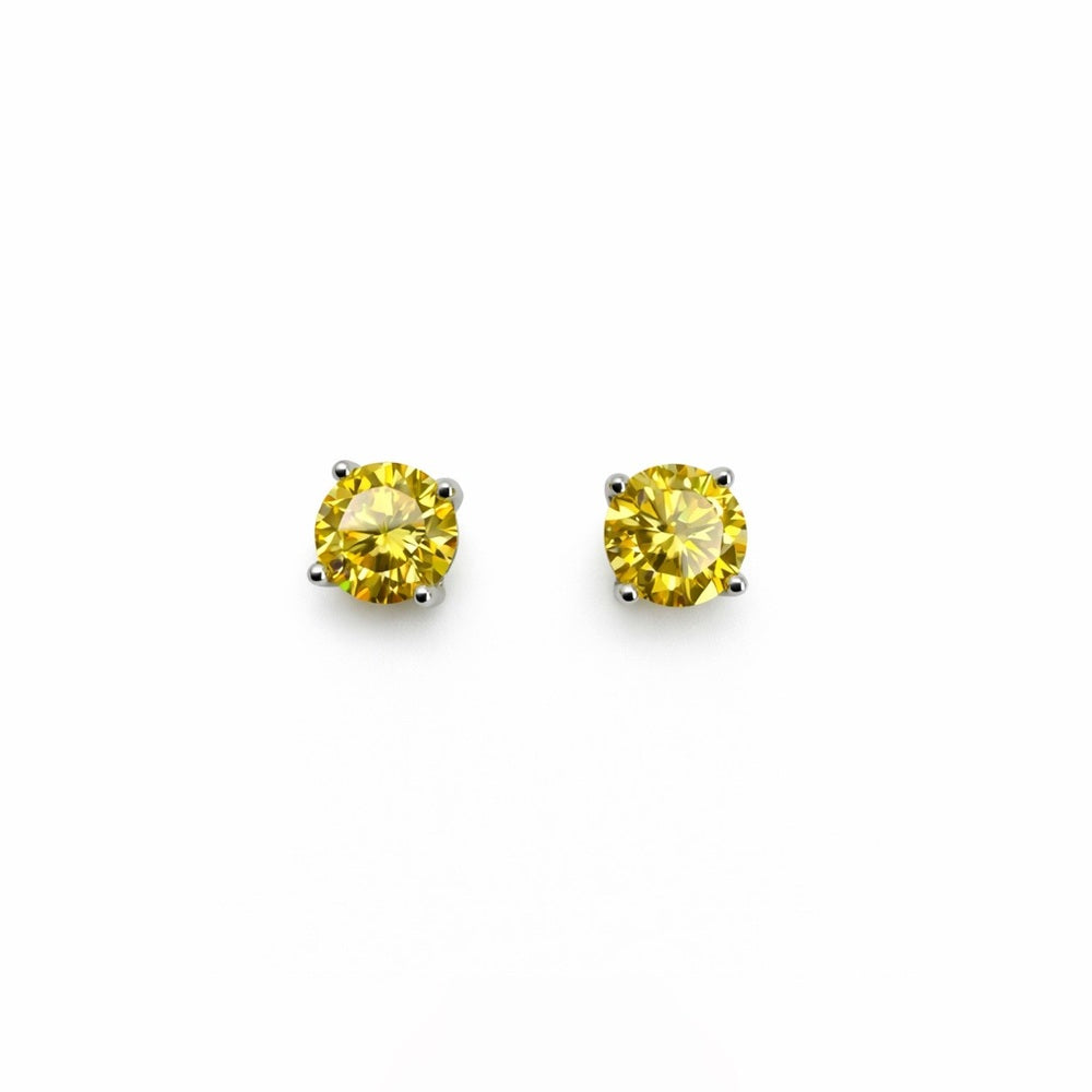 2 CT Total Moissanite Yellow Stud Earrings