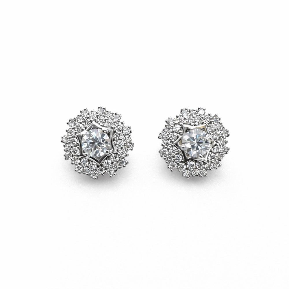 4.62 CT Total Moissanite Flower Stud Earrings