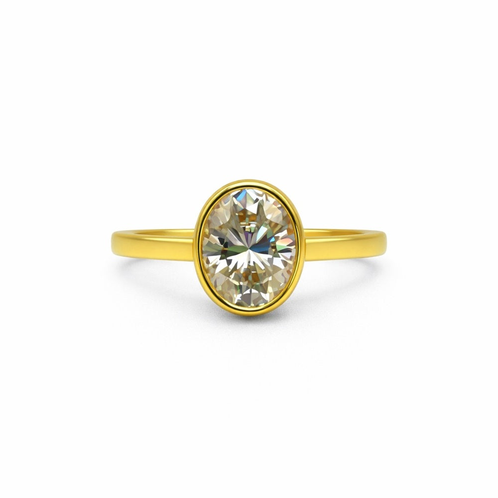 2 CT Moissanite Oval Bezel Set Ring