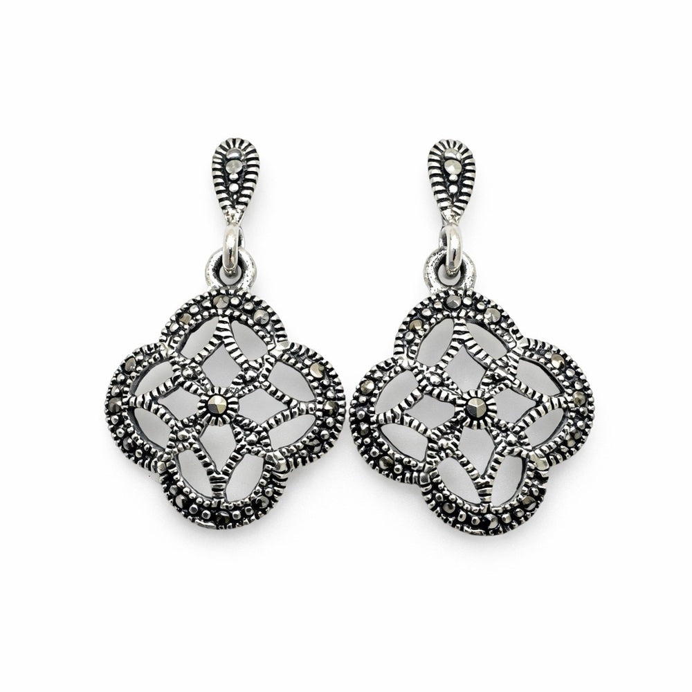 Marcasite Flower Dangle Earrings