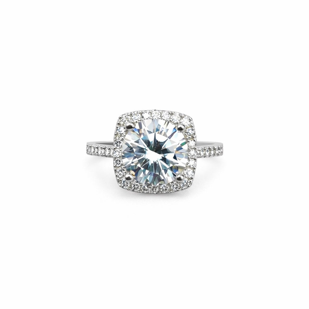 3.92 CT Moissanite Solitare Pavé Halo Ring