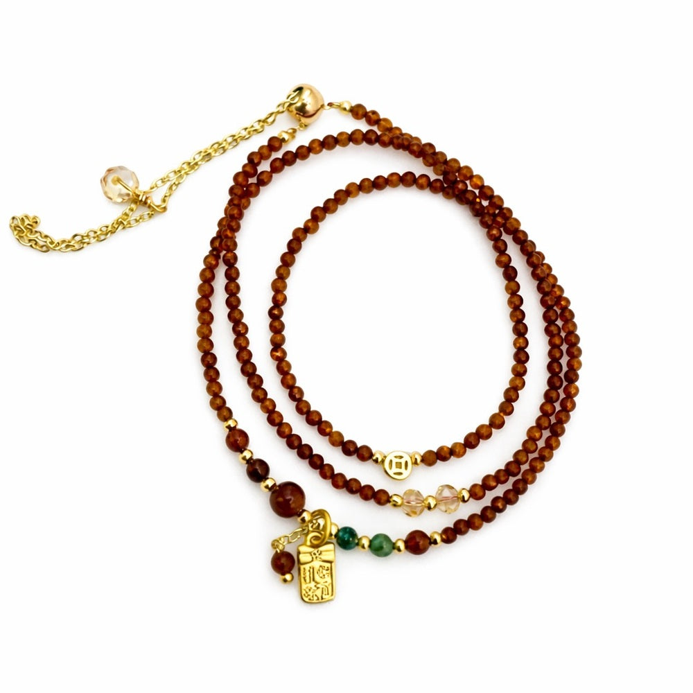 Orange Garnet Adjustable Necklace