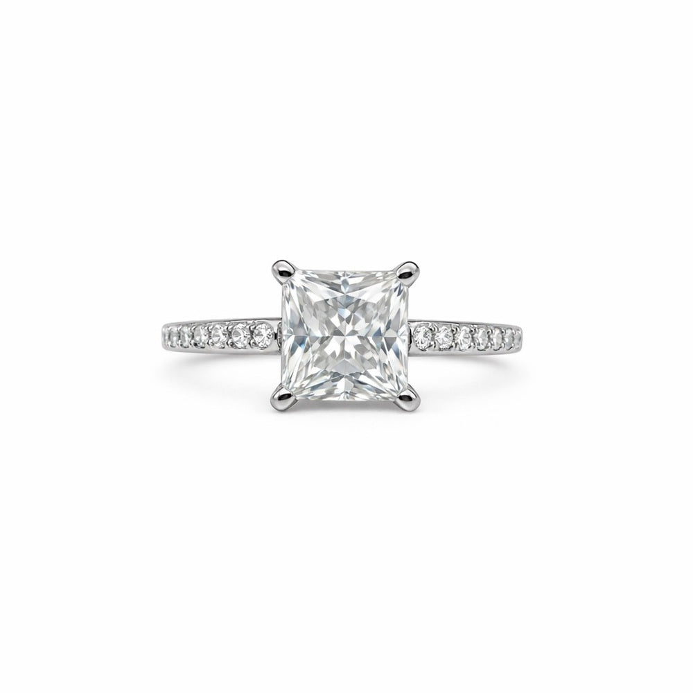 2 CT Moissanite Princess Cut with Pavé Band