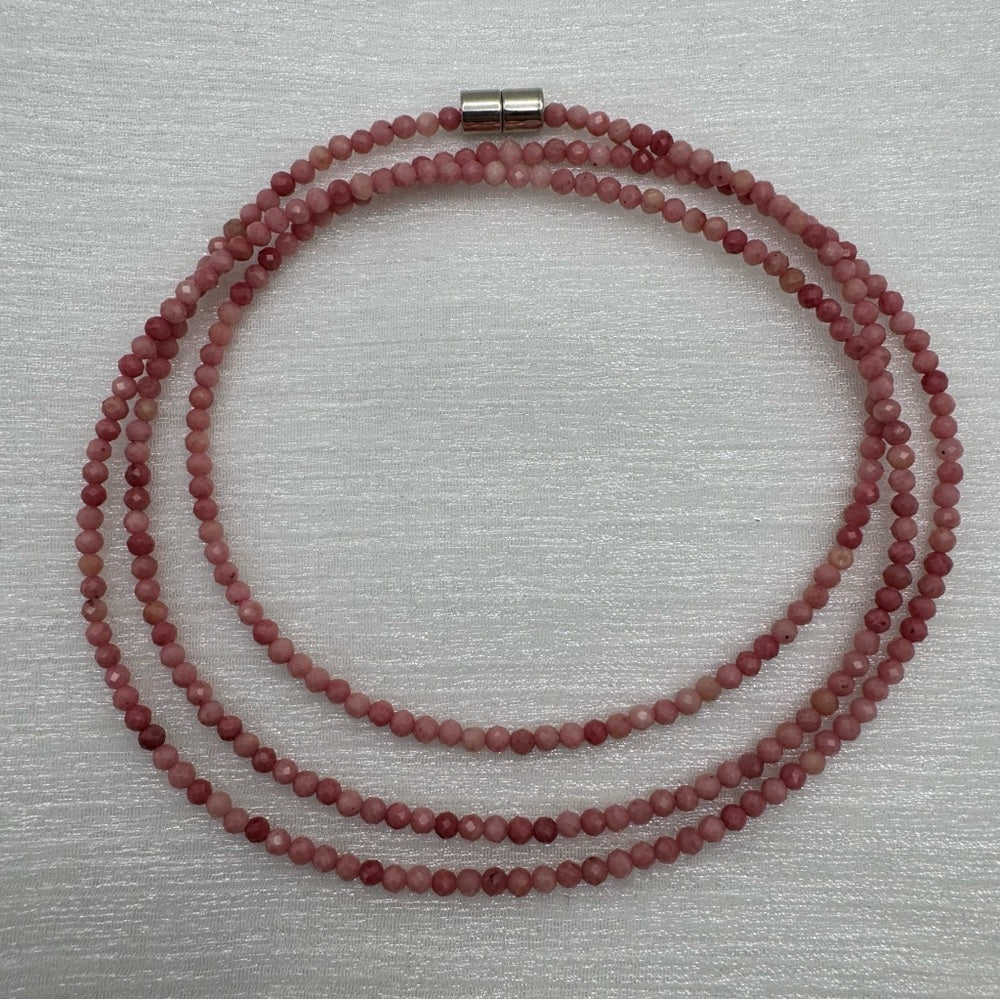 Rhodochrosite Beaded Gemstone Magnetic Necklace