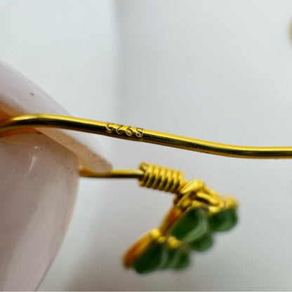 S925 Gold Plated Jade Dangle Earrings