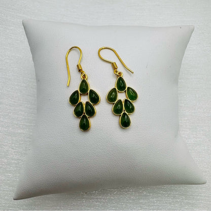 S925 Gold Plated Jade Dangle Earrings