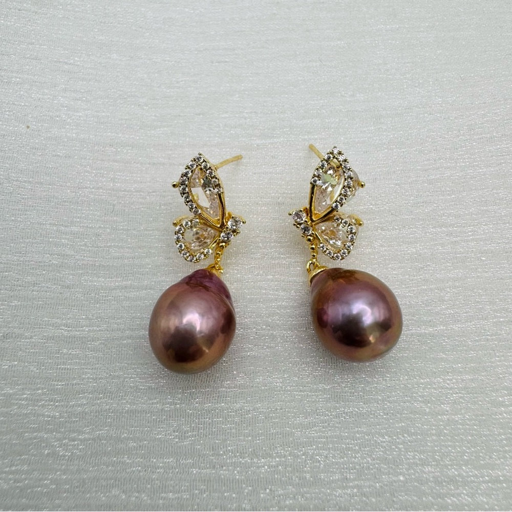 Butterfly Freshwater Pearl Drop Earrings
