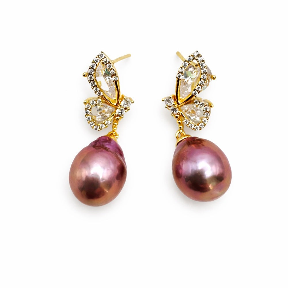 Butterfly Freshwater Pearl Drop Earrings
