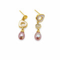 Asymmetrical Pearl and Shell Dangle Earrings