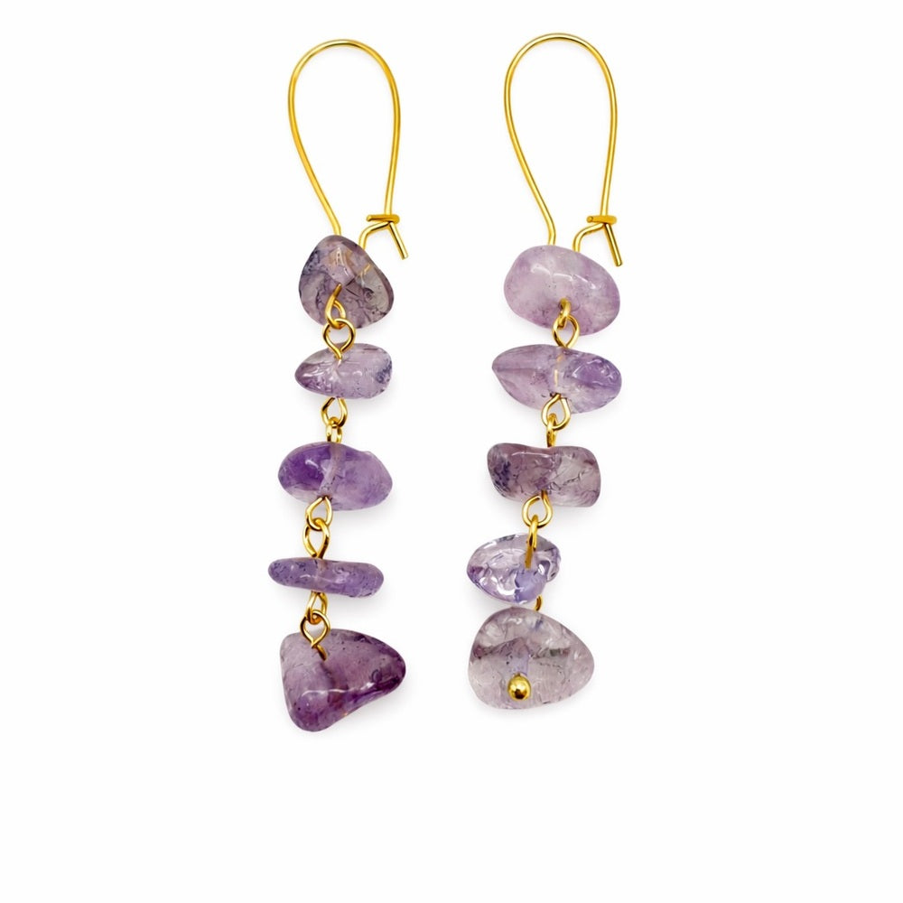 S925 Gold Plated Lavender Quartz Dangle Earrings