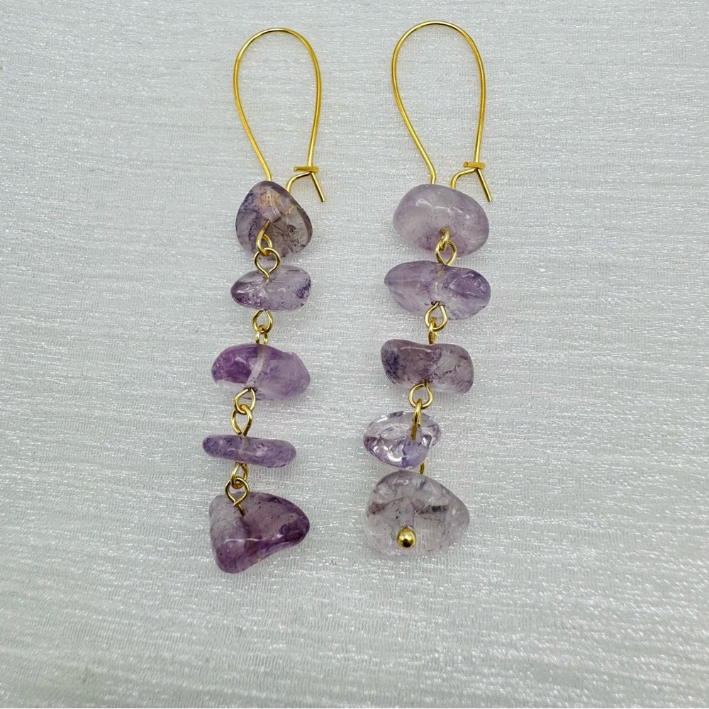S925 Gold Plated Lavender Quartz Dangle Earrings