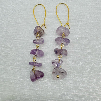 S925 Gold Plated Lavender Quartz Dangle Earrings