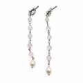 Knot Dangle Rose Quartz & Pearl Earrings