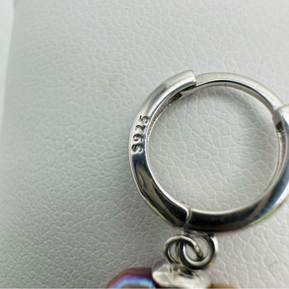 S925 Heart Shaped Freshwater Pearl Huggies