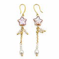 Pink Star Freshwater Pearl Dangle Earrings