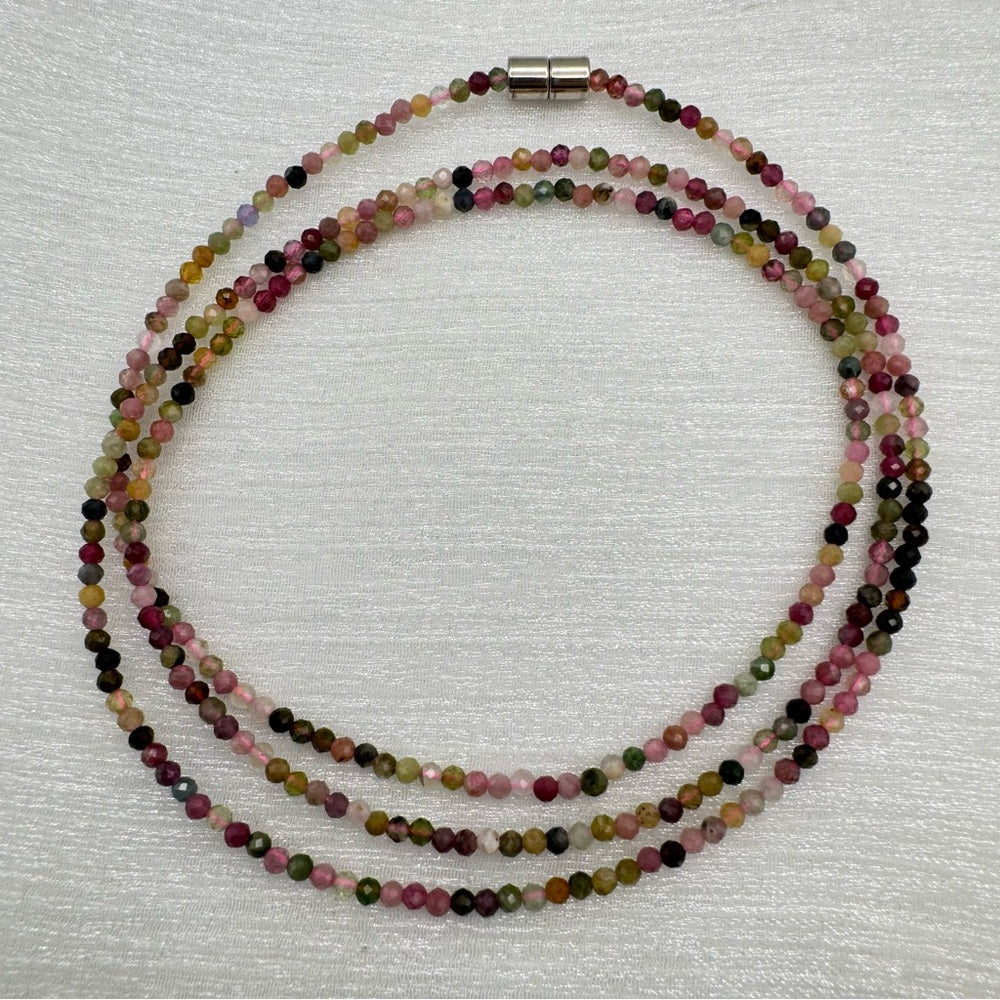 Rainbow Tourmaline Gemstone Magnetic Necklace