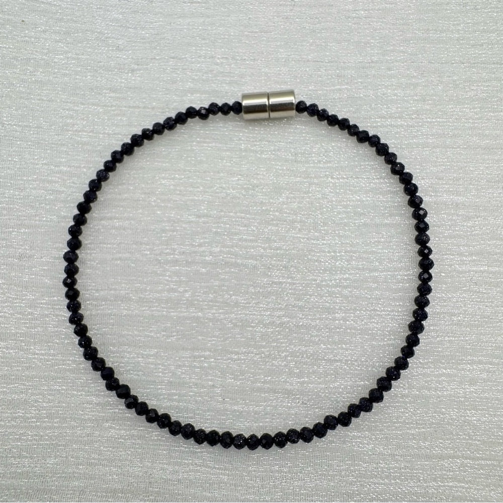 Dark Blue Sandstone Gemstone Magnetic Bracelet 7.5”