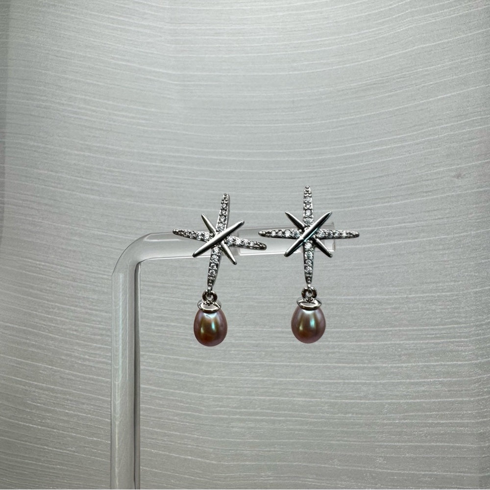 Starburst Freshwater Pearl Dangle Earrings