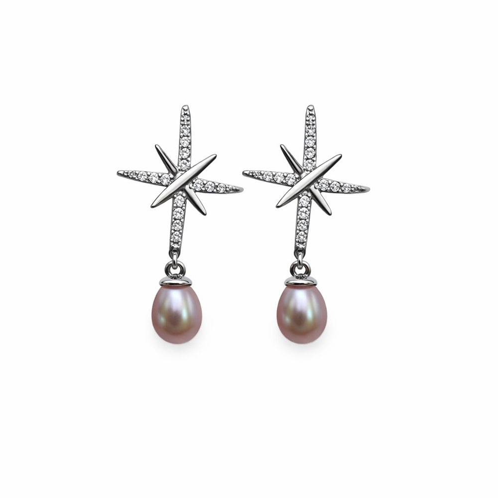 Starburst Freshwater Pearl Dangle Earrings